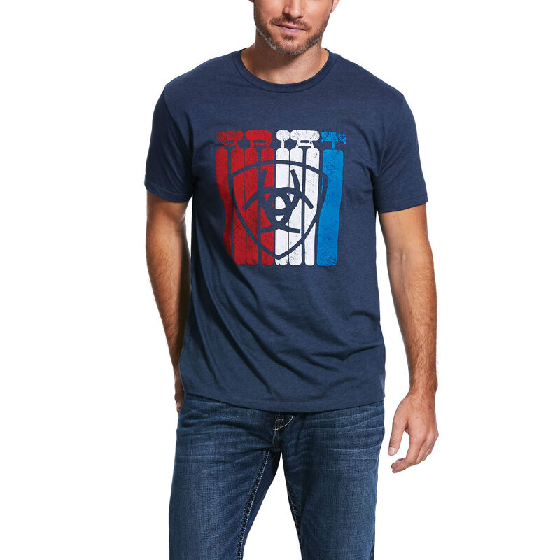 Camisetas Ariat Standing Tall Azul Marino Hombre - Chile 536-ALSVYQ